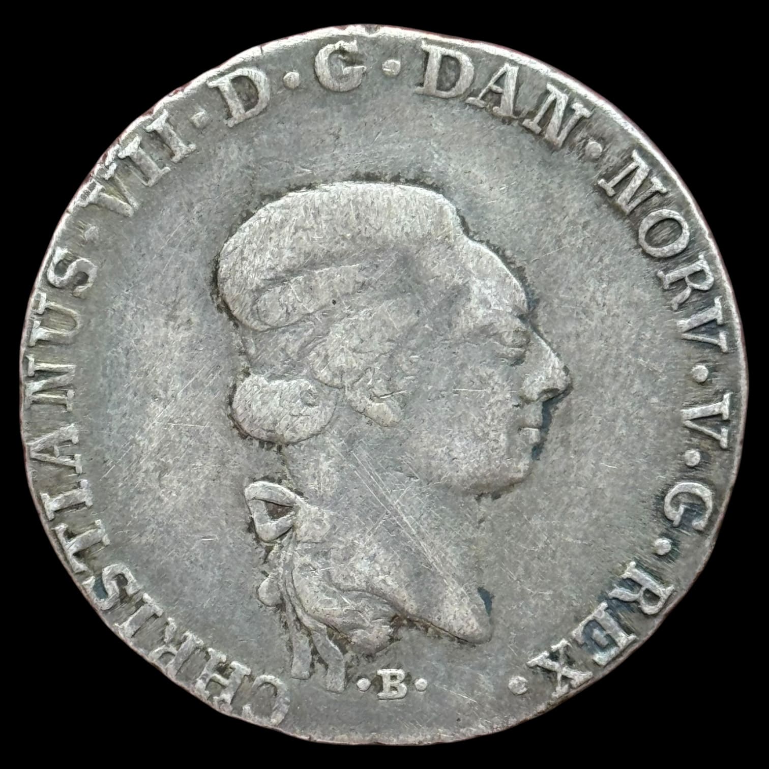 1795 B/MF, 1 speciedaler, Chr.VII, Slesvig-Holsten, Sieg 45.1, Hede 39A, Kva. 1-1+ "Ridser" - Image 2