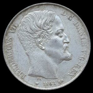 1863/53 RH/VS, 2 Rigsdaler, Fre.VII, Sieg 14.3 Hede 6C, Kva. 1+-01, fint eksemplar af Hinnerups ualmindelige type