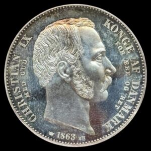 1863, 2 Rigsdaler, Chr.IX, Sieg 4, Hede 3, Kva. M "ks" NYPRÆG, kun lavet i 39 eksemplar