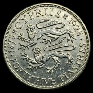 Cypern, 45 Piaster 1928, George V, British rule, KM 19, Kva. 1+-01 "Renset"