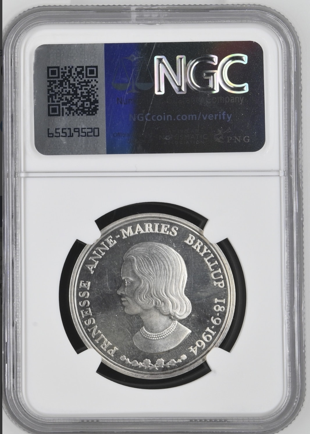 1964 Ministereksemplar ” Uden Værdiangivelse”, Sieg 13, Kunlavet i 100 eksemplar, Kva. Proof "Graderet PF63 Cameo" - Image 4