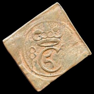 Christianstad, 8 skilling u.år, Chr.V, Sieg 149.1, Hede 133A, KM 8, Kva. 1+ "Sjælden"