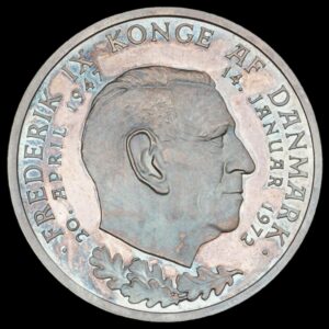 Minister eksemplar 1972, Tronskiftet Fre.IX til Margrethe II, Kun præget i 100 eksemplar, Sieg 16, Kva. Proof, ink org. æske
