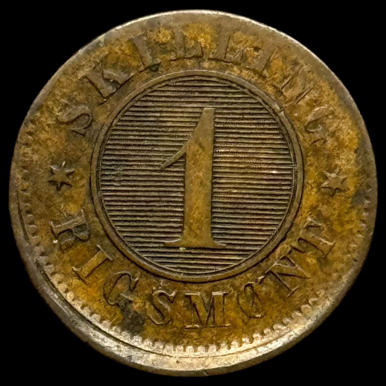 1856, 1 skilling, Fre.VII, Sieg 9.2, Hede 16B, Kva. 1+ "Fejlpræg" Tallerkenpræg - Image 2