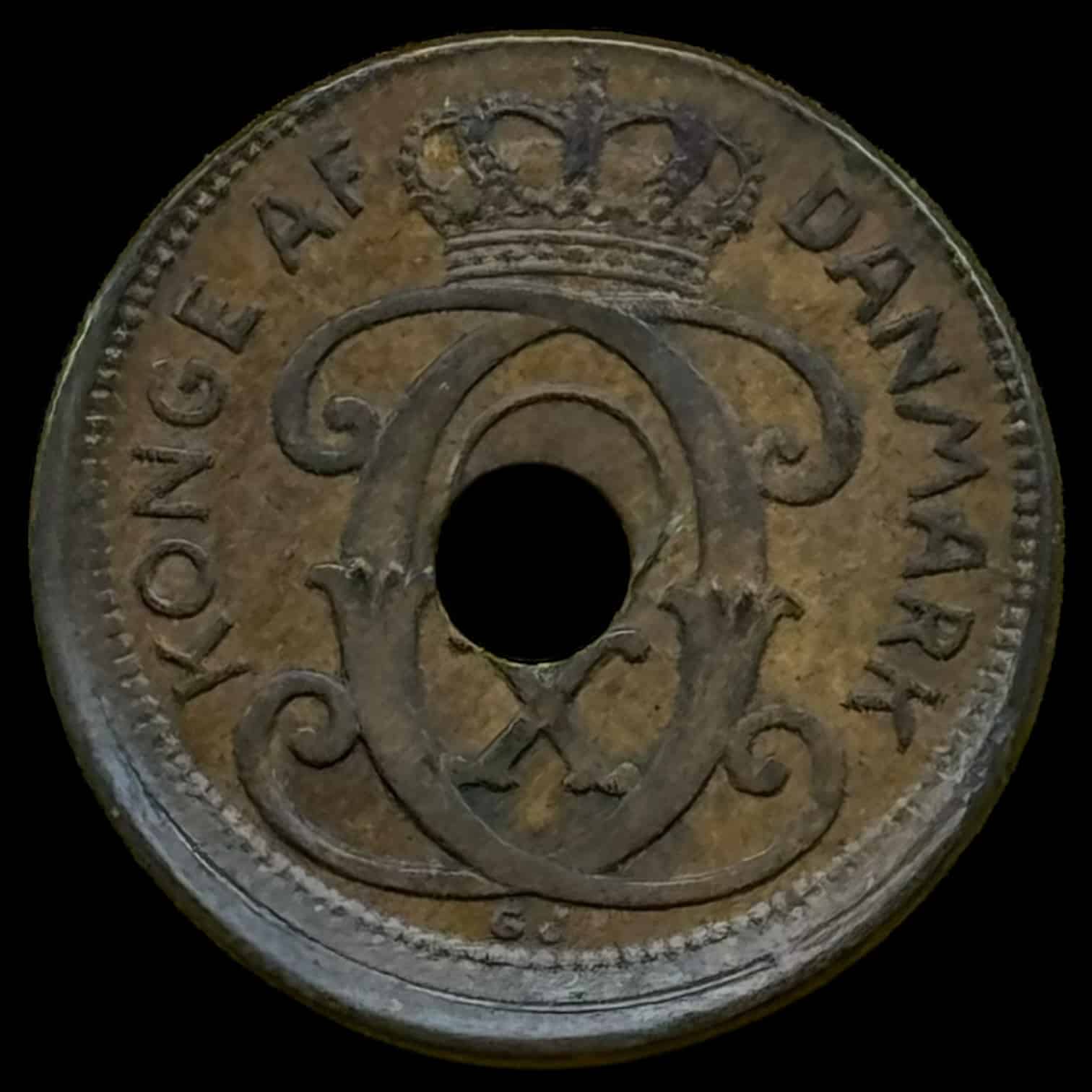 1939, 1 øre, Chr.X, Sieg 4.2, Hede 30B, Kva. 1+ "Fejlpræg" Tallerkenpræg - Image 2