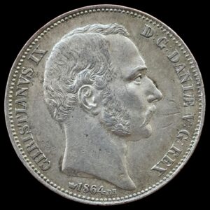 1864 RH, 2 Rigsdaler, Chr.IX, Sieg 5.1, Hede 4B, Kva. 1+