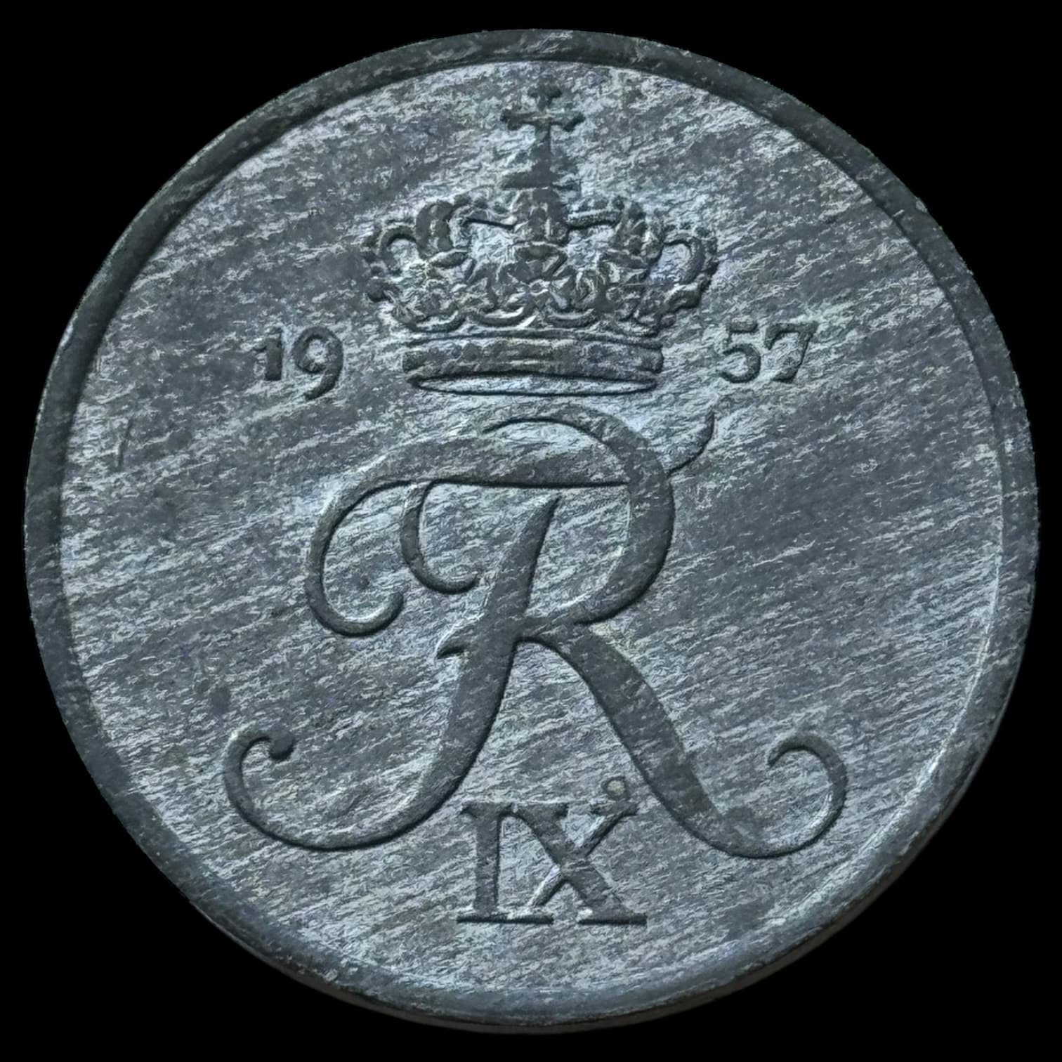 1957, 5 øre, Fre.IX, Sieg 6.2, Hede 12B, Kva. 0-01