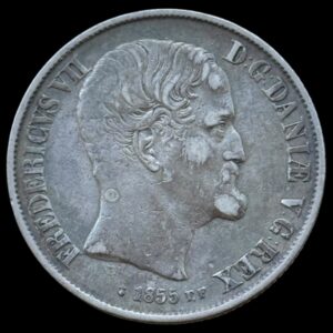 1855 FF, 1 rigsdaler, Fre.VII, Sieg 13.2, Hede 8B, Kva. 1