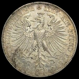 Tyskland, Ein Veriensthaler 1859, Frankfurt, KM 360, AKS 8, Thun 142, Jaeg 6 FHI 41, Kva. 01