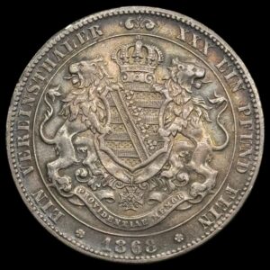 Tyskland, Ein Vereinsthaler 1868 B, Sachsen, John, AKS 137, Jäg 10 SW 126, KM 1214, Kva. 1+