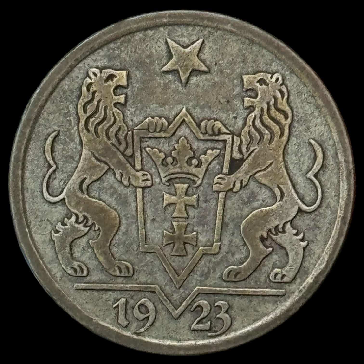 Polen, 1 gulden 1923, City of Danzig, KM 145, Kva. 1+ - Image 2