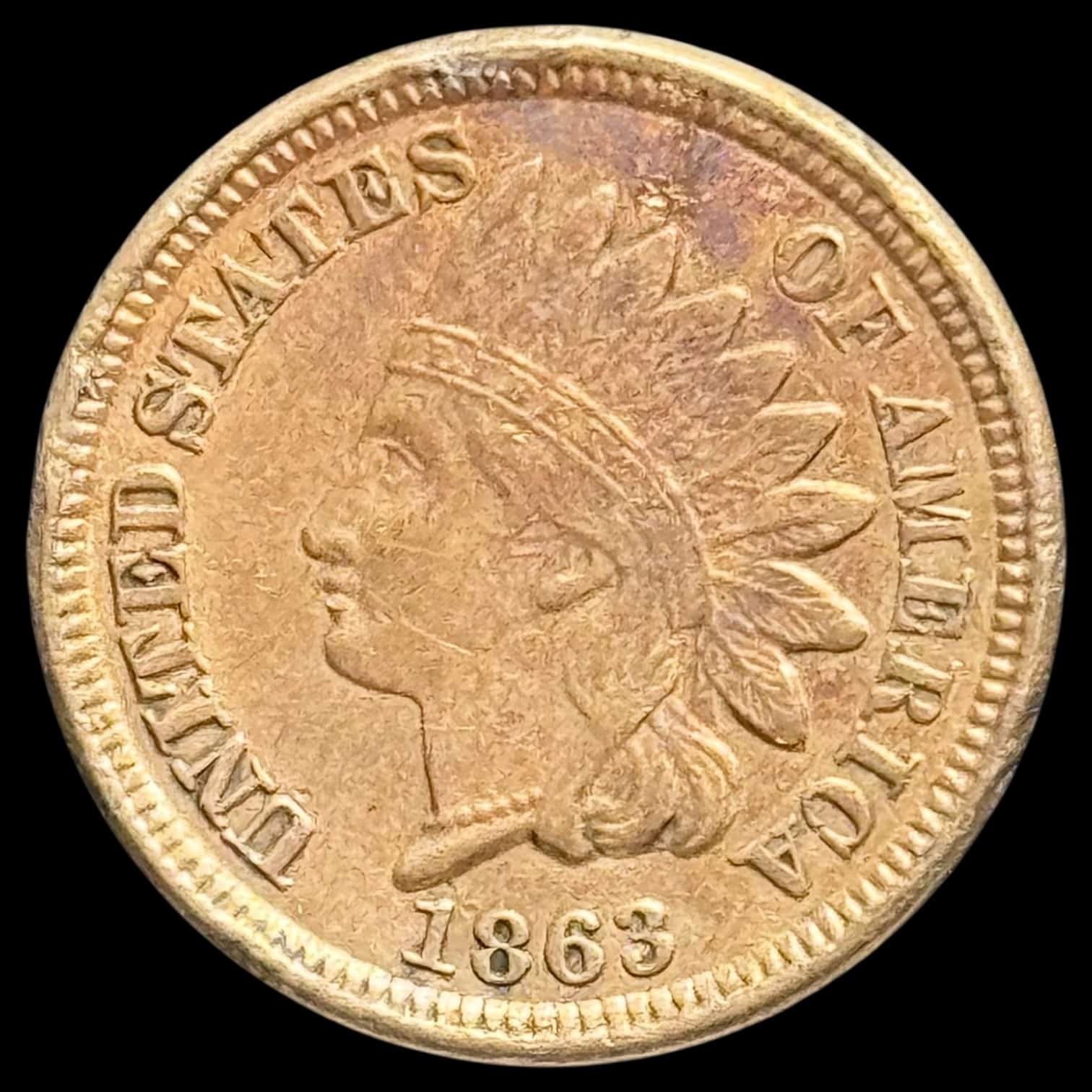 USA, 1 cent 1863 "Indian Head Cent", KM 90, Kva. 01 "AU"
