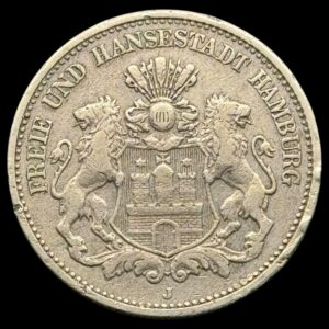 Tyskland, 2 Mark 1904 J, Hamburg, KM 612, AKS 48, J 63, Kva. 1+
