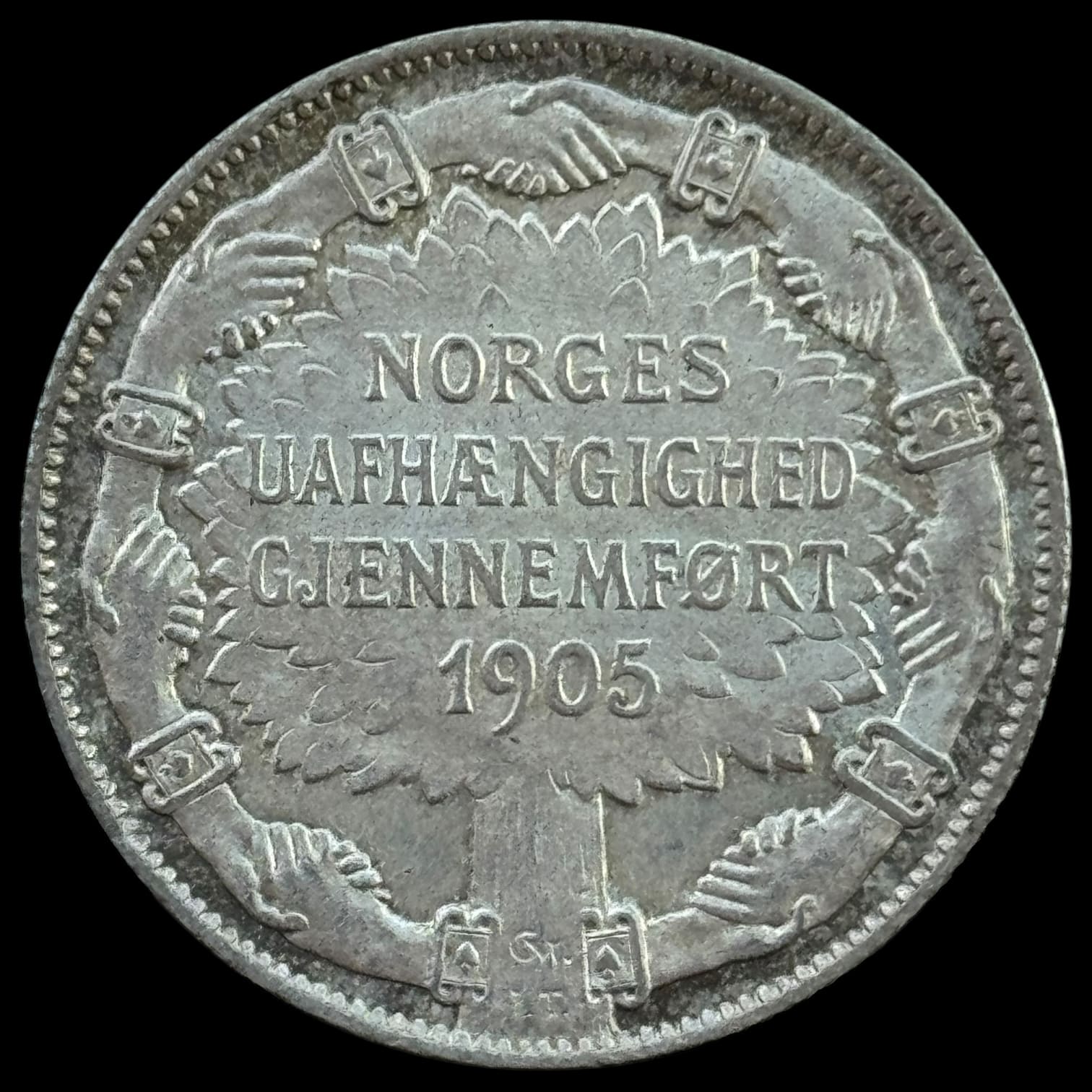 Norge, 2 kroner 1907 "lille skjold", Haakon VII, NM 4, Sieg 70, Kva. 0-01 - Image 2