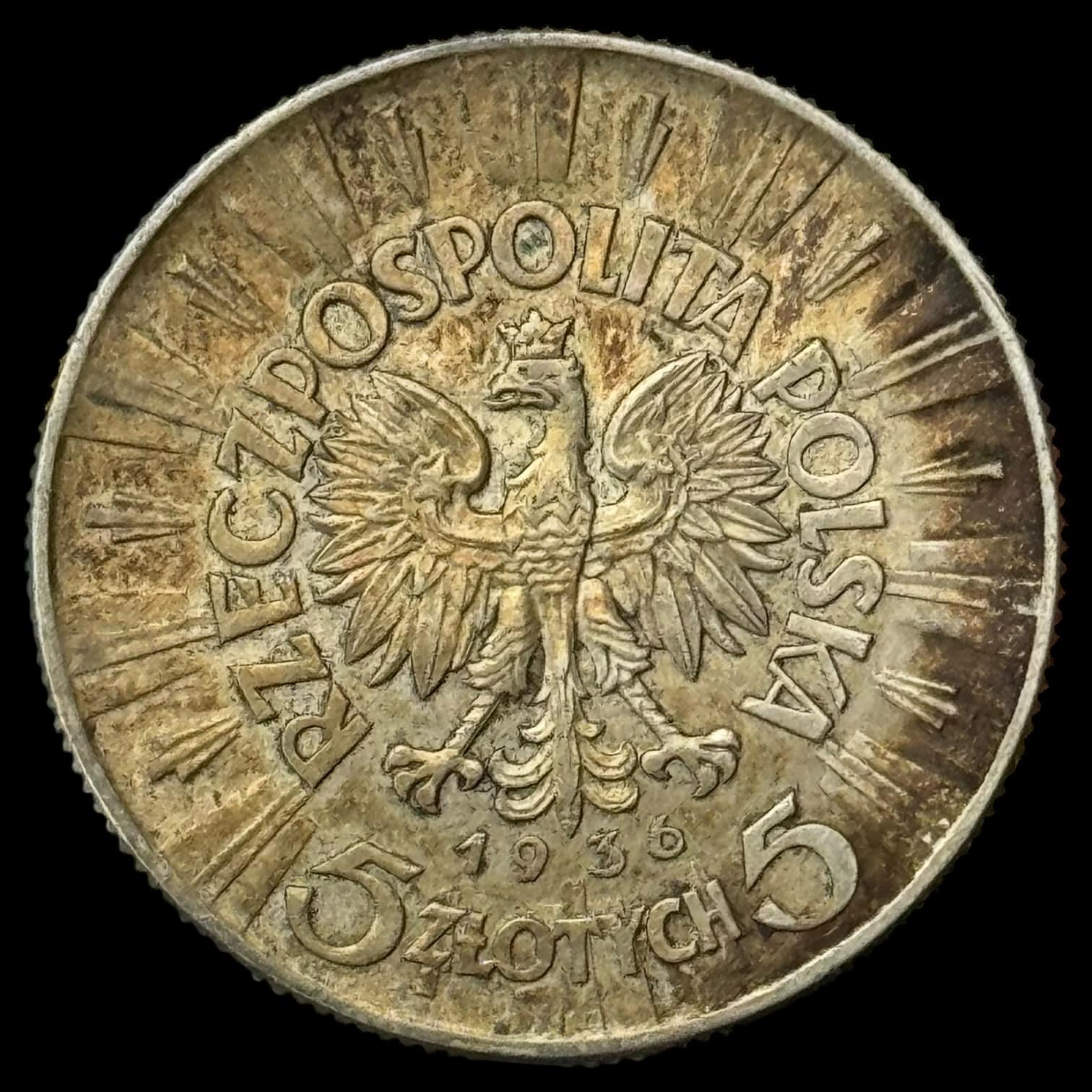 Polen, 5 zloty 1936, Józef Piłsudski, KM / Y 28, Kva. 01