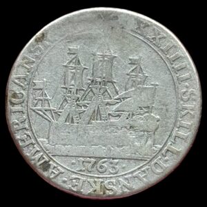 Dansk Vestindien, 24 skilling 1763, Fre.V, Sieg 7, Hede 6, KM 9, Kva. 1