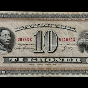 10 kroner 1974 DO 0K, Svend Andersen/Valuer, Nr. 5120893, Sieg 133, Pick 44, DOP 142, Kva. 1 "Sjælden Erstatningsseddel"