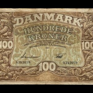 100 kroner 1935, Svendsen/Friis, Nr. 4343059, Sieg 110, Pick 28, DOP 121, Kva. 1-1+