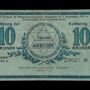 J.A.K Sedler, 10 kroner 1932 6 sep, Ringkøbing Amt, Sieg 8, Nr. 23627, Kva. 1