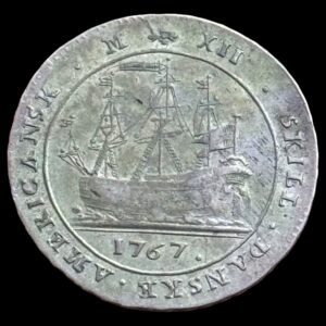 Dansk Vestindien, 12 skilling 1767, Chr.VII, Altona "1800", Sieg 9.6, Hede 8, KM 12, Kva. 1+/01