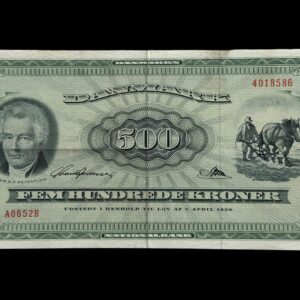 500 kroner 1965 A0, Svend Andersen/Riim, Nr. 4018586, Sieg 138, Pick 47, DOP 147, Kva. 1+