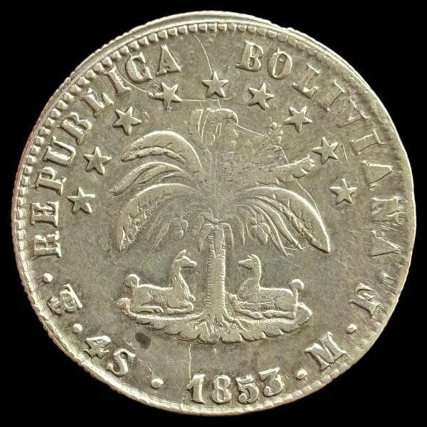 Bolivia, 4 Soles 1853, KM 123.2, Kva.1+
