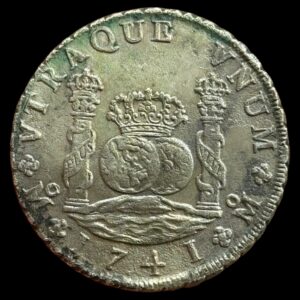 Mexico, 8 releas 1741, MF, Philip V, KM 103, Kva. 1+ "shipwreck"