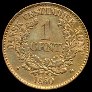 Dansk Vestindien, 1 cent 1860, Fre.VII, Sieg 15, Hede 23, KM 63, Kva. 01