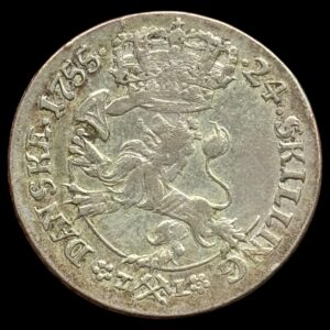 Norge, 24 skilling 1755, Fre.V, Sieg 3.1, Hede 2A, NMD 12, Kva. 1+