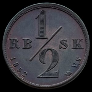 1852 VS, 1/2 rigsbankskilling, Fre.VII, Sieg 1, Hede 13, Kva. 0 "Ex. Bent Petersen"