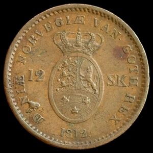 1812, 12 skilling, Fre.VI, Præget på 1 skilling 1771, Sieg 6.1, Hede 11, Kva. 01