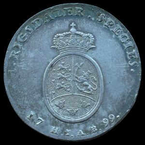 1799 HIAB, speciedaler, Chr.VII, Sieg 25.4, Hede 13D, Kva. 0-01 "fantastisk eksemplar"