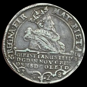 1628, speciedaler, Chr.IV, Sieg 107.1, Hede 55A, Kva. 1-1+ "blanket fejl"