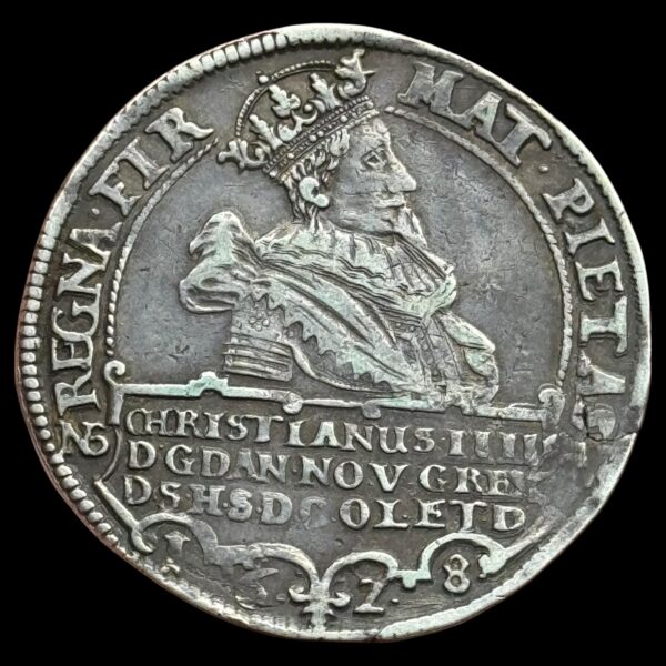 1628, speciedaler, Chr.IV, Sieg 107.1, Hede 55A, Kva. 1-1+ "blanket fejl"