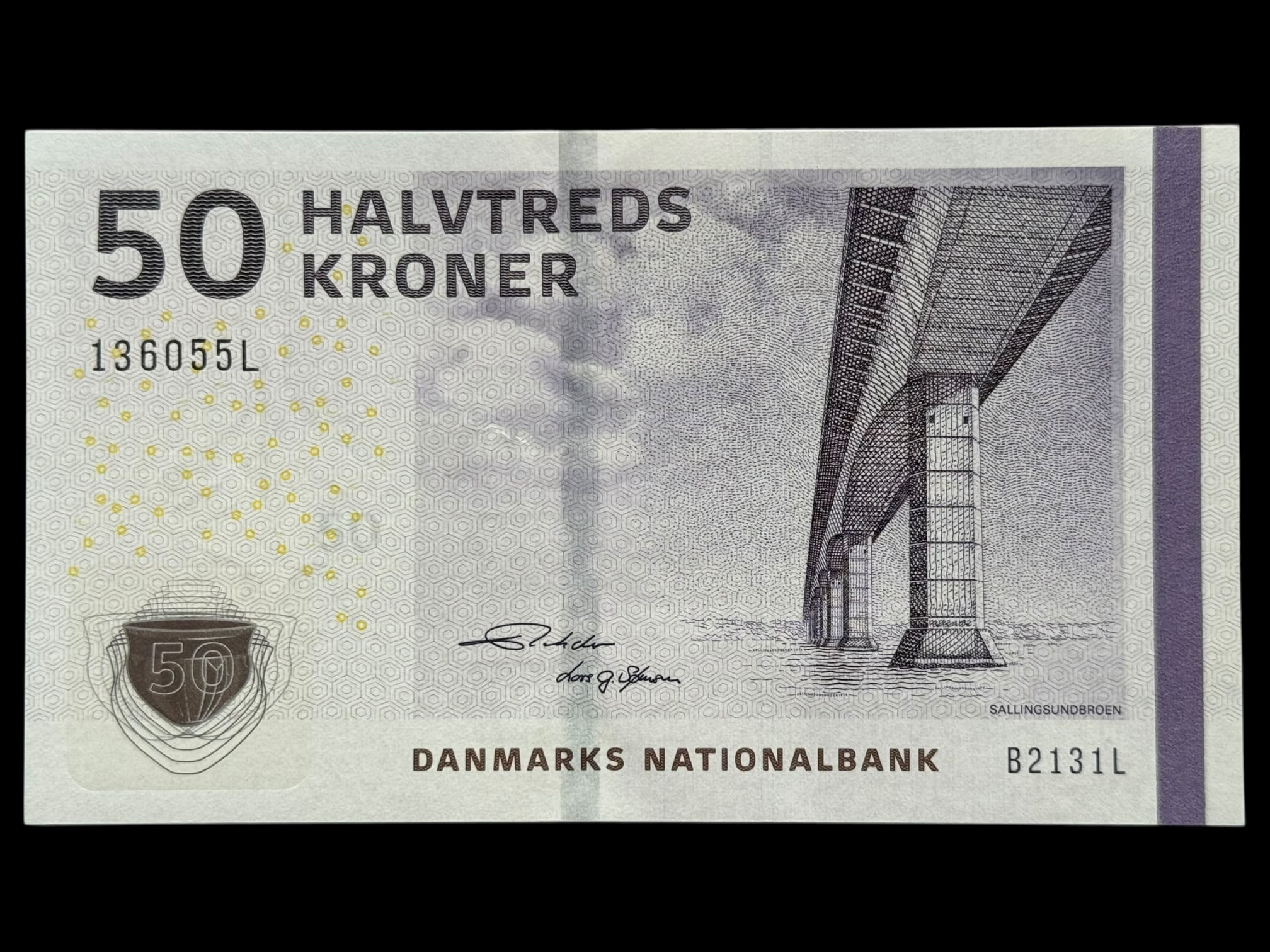 50 kroner 2013 B2, Lars G. Sørensen/Lars Rodhe, Nr. 136055L, Sieg 156, Pick 65, Kva. 0