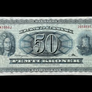 50 kroner 1956 A1 0J, Riim/Hartogsohn, Nr. 2058691, Sieg 134, DOP 143, Pick 45, Kva. 01