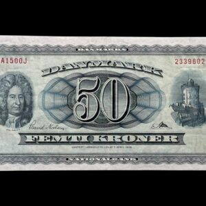 50 kroner 1956 A1 0J, Riim/Svend Nielsen, Nr. 2339602, Sieg 134, DOP 143, Pick 45, Kva. 1+