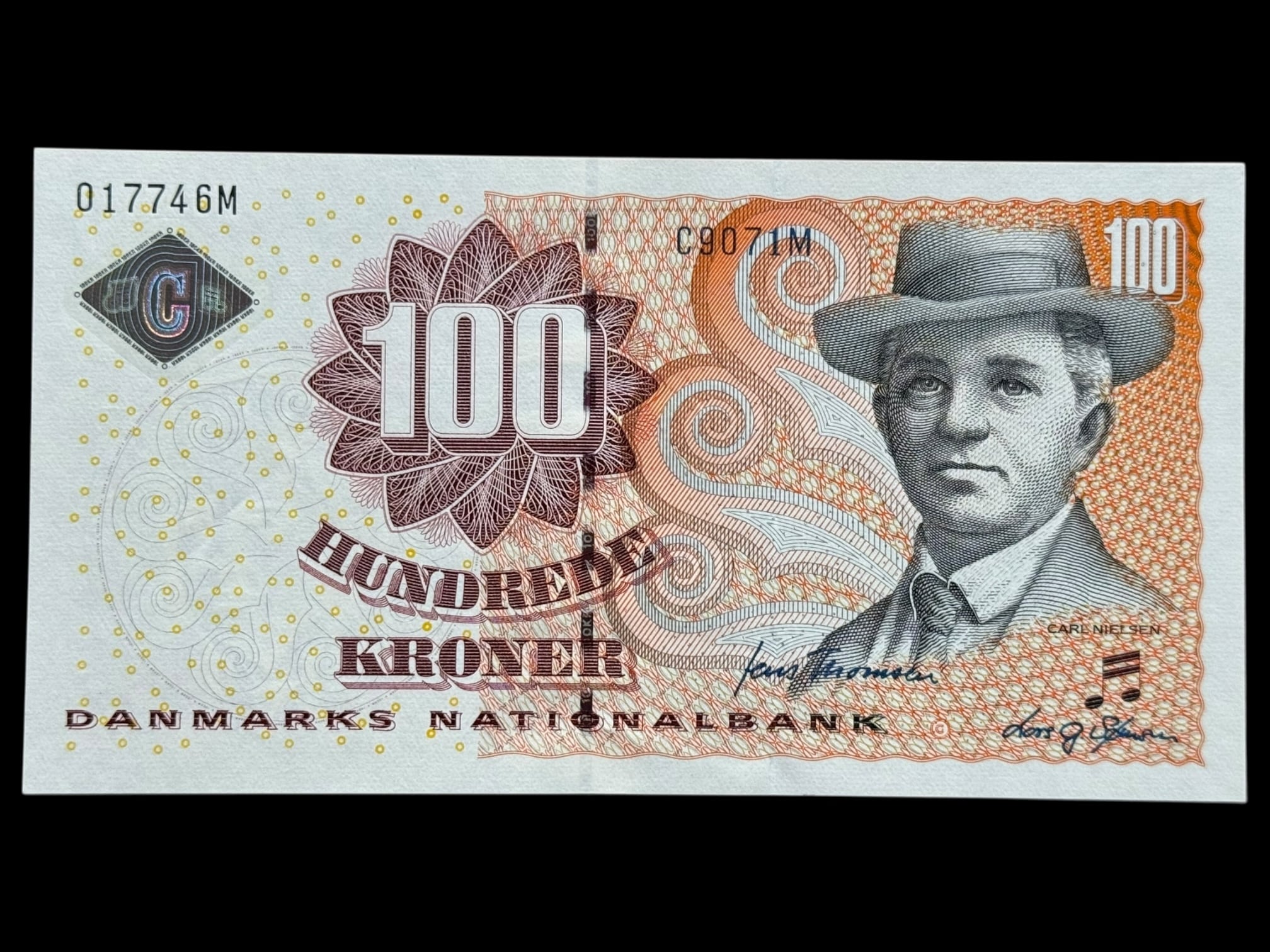100 kroner 2007 C9, Lars G. Sørensen/Jens Thomsen, Nr. 017746M, Sieg 152, Pick 61, Kva. 0