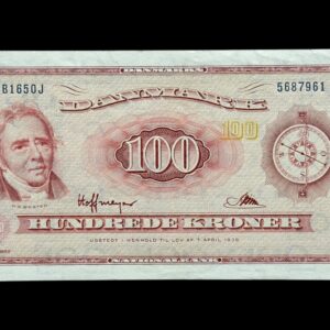 100 kroner 1965 B1 0J, Riim/Hoffmeyer, Nr. 5687961, Sieg 137, DOP 146, Pick 46r, Kva. 0