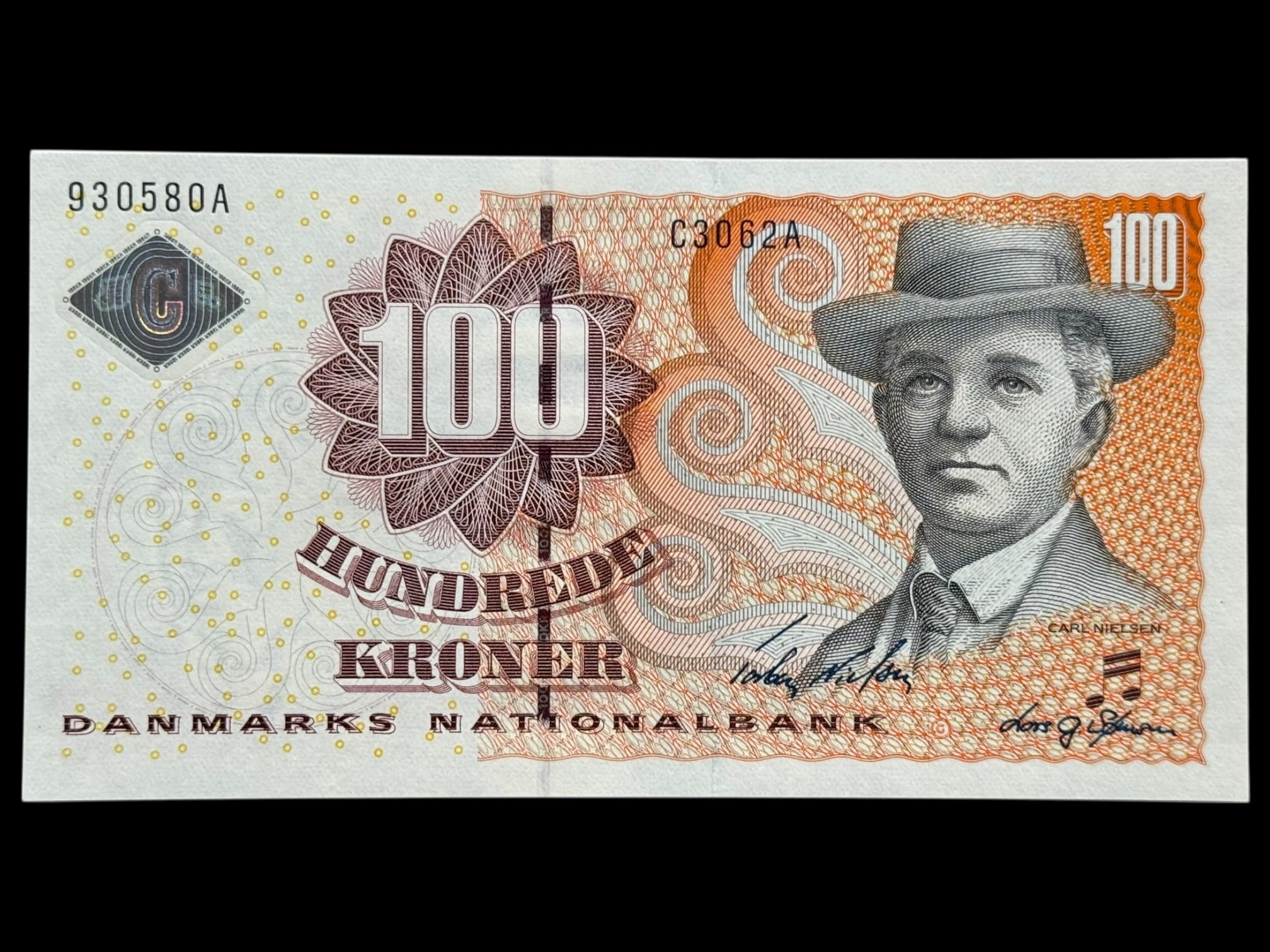 100 kroner 2006 C3, Lars G. Sørensen/Torben Nielsen, Nr. 930580A, Sieg 152, Pick 61, Kva. 0