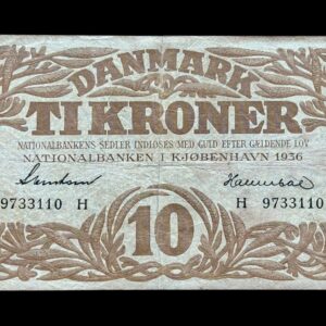 10 kroner 1936 H, Svendsen/Hannibal, Nr. 9733110, Sieg 104, Pick 26, DOP 119, Kva. 1