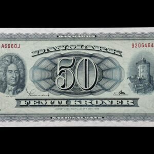50 kroner 1966 A6 0J, Riim/Sunesen, Nr. 3667341, Sieg 135, DOP 144, Pick 45, Kva. 0