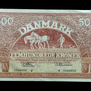 500 kroner 1959 d, Riim/A. Hansen, Nr. 5709970, Sieg 127, Pick 41i, DOP 136, Kva. 1+-01