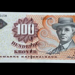 100 kroner 2008 D2, Lars G. Sørensen/Torben Nielsen, Nr. 676945L-M, Sieg 152, Pick 61, Kva. 0 "Modelfoto"