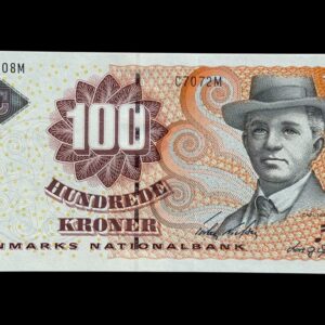 100 kroner 2007 C7, Lars G. Sørensen/Torben Nielsen, Nr. 637908M, Sieg 152, Pick 61, Kva. 0