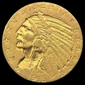 USA, 5 dollar 1913 "Indien Head", KM 129, 8,36 g, Kva. 1+