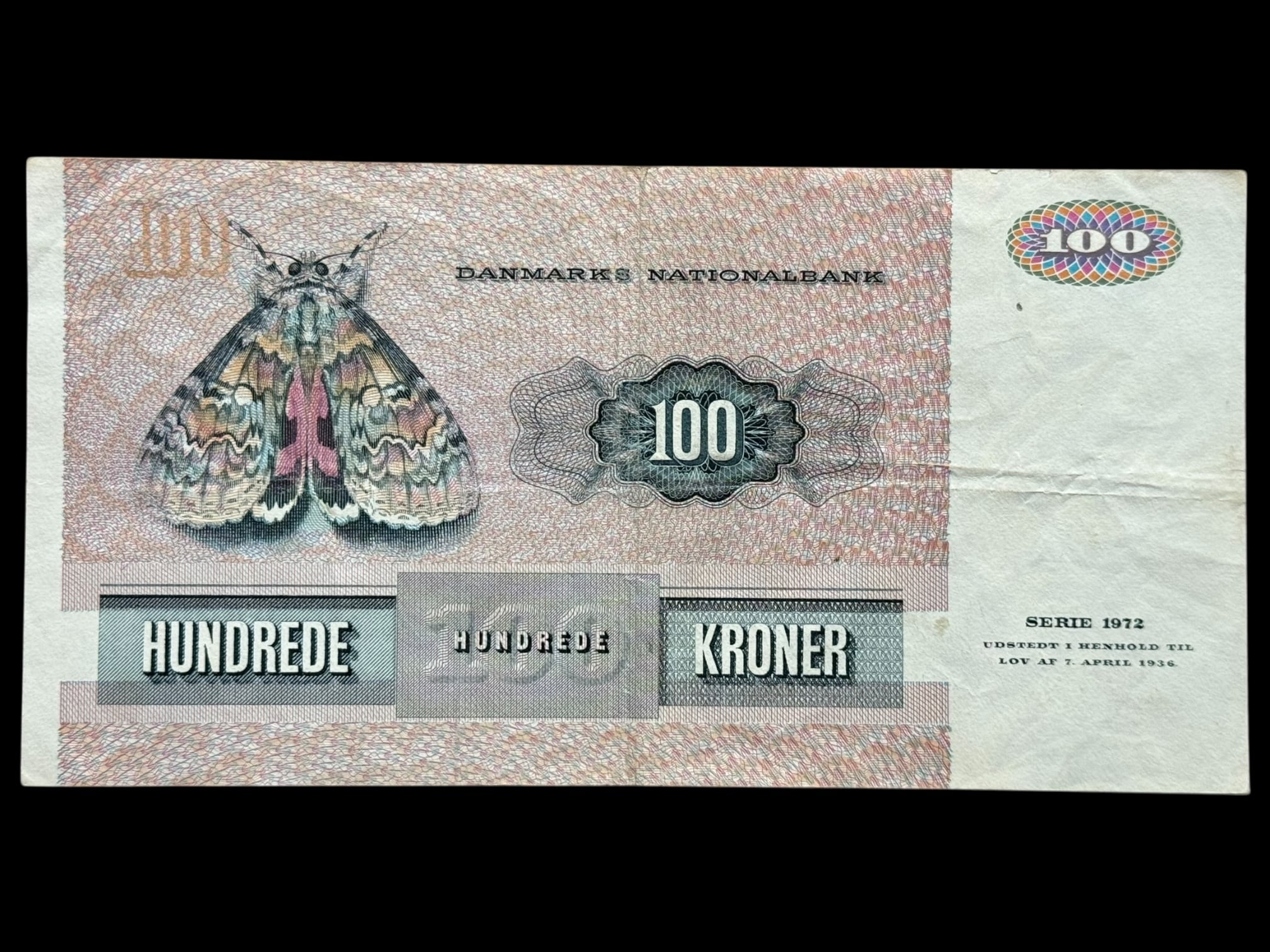 100 kroner 1986 R1, Billestrup/O. Thomasen, Nr. 0753041, Sieg 142, DOP 151, Pick 51, Kva. 1-1+ - Image 2