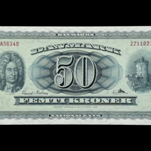 50 kroner 1963 A5, Riim/Svend Nielsen, Nr. 2711021, Sieg 135, DOP 144, Pick 45, Kva. 0-01 "tællefold"