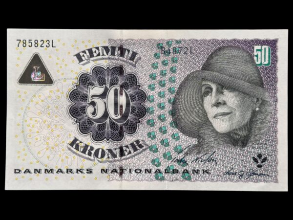 50 kroner 2007 B4, Lars G. Sørensen/Torben Nielsen, Nr. 785823L, Sieg 151, Pick 60, Kva. 0