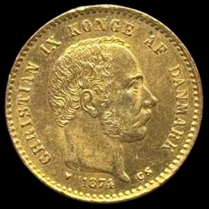 1874, 10 kroner, Chr.IX, Sieg 1.1 Hede 9A, 4,48 g, Kva. 1+-01